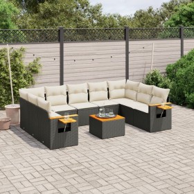 Set de sofás de jardín 10 pzas cojines ratán sintético negro de vidaXL, Conjuntos de jardín - Ref: Foro24-3259522, Precio: 60...