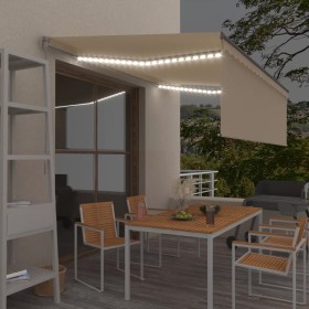 Toldo manual retráctil con persiana y LED crema 4x3 m de vidaXL, Toldos - Ref: Foro24-3069422, Precio: 437,40 €, Descuento: %