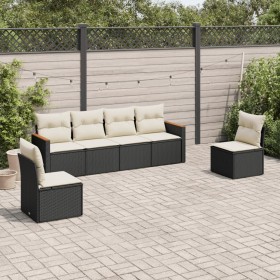 Set aus 6-teiligen Gartensofas und Kissen Kunstrattan schwarz von vidaXL, Gartensets - Ref: Foro24-3258262, Preis: 349,54 €, ...