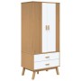 OLDEN wardrobe made of solid pine wood in white and brown, measuring 76.5x53x172 cm. by vidaXL, Wardrobes - Ref: Foro24-35859...