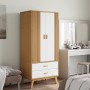 OLDEN wardrobe made of solid pine wood in white and brown, measuring 76.5x53x172 cm. by vidaXL, Wardrobes - Ref: Foro24-35859...