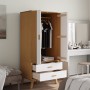 OLDEN wardrobe made of solid pine wood in white and brown, measuring 76.5x53x172 cm. by vidaXL, Wardrobes - Ref: Foro24-35859...