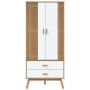 OLDEN wardrobe made of solid pine wood in white and brown, measuring 76.5x53x172 cm. by vidaXL, Wardrobes - Ref: Foro24-35859...