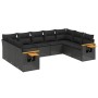 Set de sofás de jardín 8 piezas y cojines ratán sintético negro de vidaXL, Conjuntos de jardín - Ref: Foro24-3227112, Precio:...