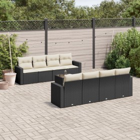 Set aus 8-teiligen Gartensofas und Kissen Kunstrattan schwarz von vidaXL, Modulare Sofas für den Außenbereich - Ref: Foro24-3...