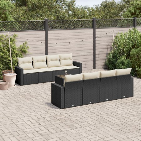 Set de sofás de jardín 8 piezas y cojines ratán sintético negro de vidaXL, Sofás modulares de exterior - Ref: Foro24-3251083,...