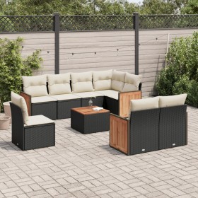 Set aus 8-teiligen Gartensofas und Kissen Kunstrattan schwarz von vidaXL, Gartensets - Ref: Foro24-3260250, Preis: 604,18 €, ...