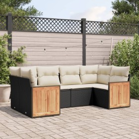 Set aus 6-teiligen Gartensofas und Kissen Kunstrattan schwarz von vidaXL, Gartensets - Ref: Foro24-3260341, Preis: 427,99 €, ...