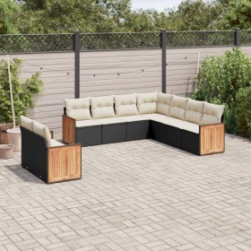 Set aus 8-teiligen Gartensofas und Kissen Kunstrattan schwarz von vidaXL, Gartensets - Ref: Foro24-3260180, Preis: 626,24 €, ...