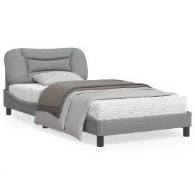 Bed frame with light gray fabric headboard 100x200 cm by vidaXL, Beds and slatted bases - Ref: Foro24-3207751, Price: 153,51 ...