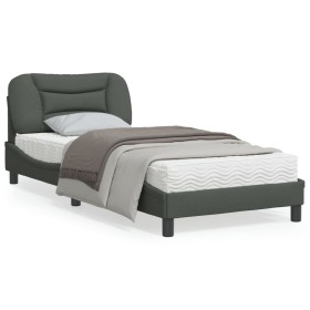 Bed frame with dark gray fabric headboard 90x200 cm by vidaXL, Beds and slatted bases - Ref: Foro24-3207745, Price: 149,35 €,...