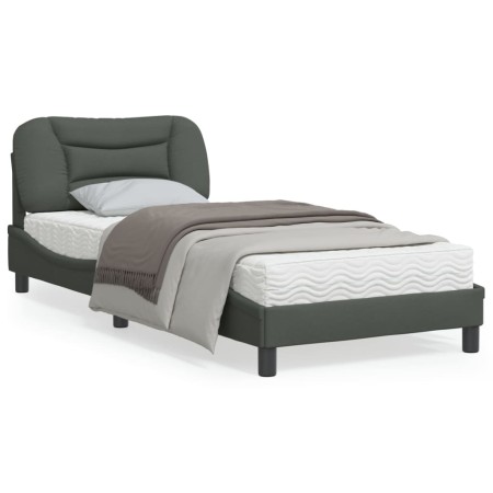 Estructura de cama con cabecero de tela gris oscuro 90x200 cm de vidaXL, Camas y somieres - Ref: Foro24-3207745, Precio: 149,...