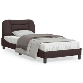 Bed frame with dark brown fabric headboard 90x200 cm by vidaXL, Beds and slatted bases - Ref: Foro24-3207747, Price: 149,35 €...