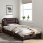 Bed frame with dark brown fabric headboard 90x200 cm by vidaXL, Beds and slatted bases - Ref: Foro24-3207747, Price: 149,17 €...