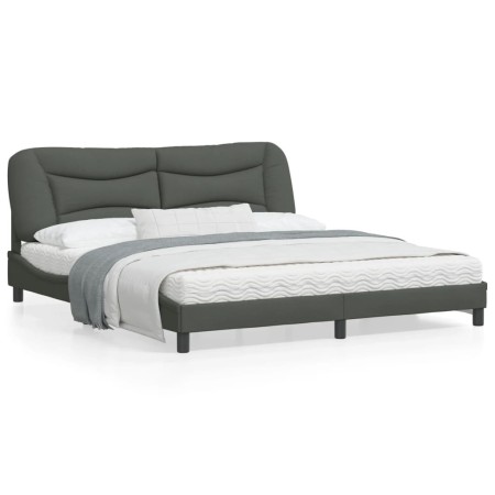 Bed frame with dark gray fabric headboard 180x200 cm by vidaXL, Beds and slatted bases - Ref: Foro24-3207787, Price: 219,99 €...