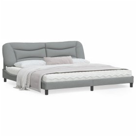 Bed frame with light gray fabric headboard 200x200 cm by vidaXL, Beds and slatted bases - Ref: Foro24-3207793, Price: 244,99 ...