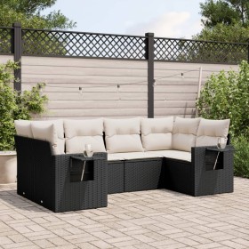 Set aus 6-teiligen Gartensofas und Kissen Kunstrattan schwarz von vidaXL, Gartensets - Ref: Foro24-3252913, Preis: 423,98 €, ...