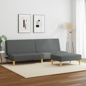 Sofá cama de 2 plazas con taburete tela gris oscuro de vidaXL, Sofás - Ref: Foro24-3216225, Precio: 257,99 €, Descuento: %