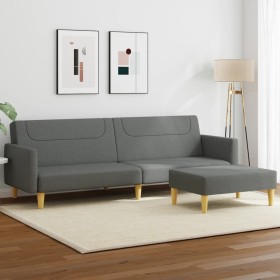 Sofá cama de 2 plazas con taburete tela gris oscuro de vidaXL, Sofás - Ref: Foro24-3216244, Precio: 305,14 €, Descuento: %