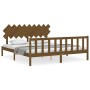 Honey brown solid wood bed frame with headboard by vidaXL, Beds and slatted bases - Ref: Foro24-3193484, Price: 164,60 €, Dis...