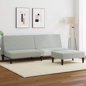 2-seater sofa bed with light gray velvet ottoman by vidaXL, Sofas - Ref: Foro24-3216231, Price: 282,08 €, Discount: %