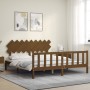 Honey brown solid wood bed frame with headboard by vidaXL, Beds and slatted bases - Ref: Foro24-3193484, Price: 164,60 €, Dis...