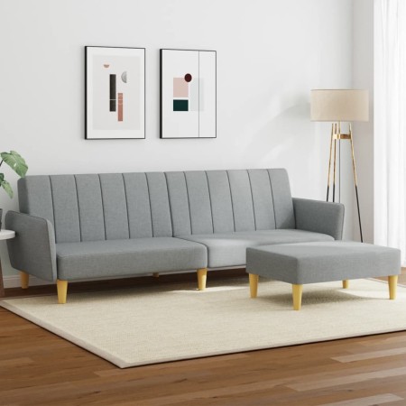 Sofá cama de 2 plazas con taburete tela gris claro de vidaXL, Sofás - Ref: Foro24-3216246, Precio: 308,99 €, Descuento: %