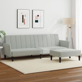 Sofá cama de 2 plazas con taburete terciopelo gris claro de vidaXL, Sofás - Ref: Foro24-3216250, Precio: 306,99 €, Descuento: %