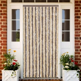 Dark brown and beige chenille anti-fly curtain 56x200 cm by vidaXL, Mosquito nets for windows - Ref: Foro24-377354, Price: 36...