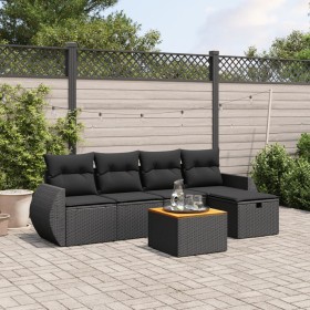 Set aus 6-teiligen Gartensofas und Kissen Kunstrattan schwarz von vidaXL, Gartensets - Ref: Foro24-3265052, Preis: 376,18 €, ...