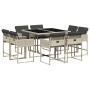 Set comedor de jardín 9 pzas cojines ratán sintético gris claro de vidaXL, Conjuntos de jardín - Ref: Foro24-3211379, Precio:...