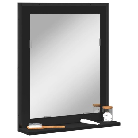 Espejo de baño con estante madera ingeniería negro 50x12x60 cm de vidaXL, Tocadores - Ref: Foro24-842416, Precio: 51,67 €, De...