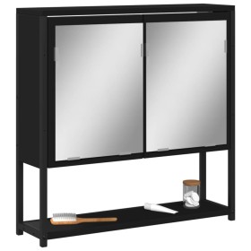 Armario con espejo de baño madera ingeniería negro 60x16x60 cm de vidaXL, Tocadores - Ref: Foro24-842421, Precio: 56,46 €, De...