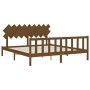 Honey brown solid wood bed frame with headboard by vidaXL, Beds and slatted bases - Ref: Foro24-3193484, Price: 164,60 €, Dis...