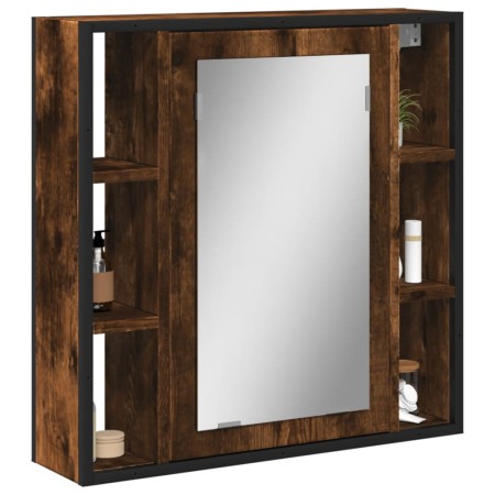 Bathroom cabinet with smoked oak wood mirror 60x16x60 cm by vidaXL, Dressing tables - Ref: Foro24-842428, Price: 79,39 €, Dis...