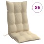 Stuhlkissen mit hoher Rückenlehne 6 Stück Oxford Stoff beige von vidaXL, Kissen für Stühle und Sofas - Ref: Foro24-377613, Pr...