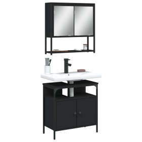 2-piece bathroom furniture set, black plywood by vidaXL, Bathroom furniture - Ref: Foro24-3214655, Price: 118,99 €, Discount: %