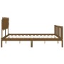 Honey brown solid wood bed frame with headboard by vidaXL, Beds and slatted bases - Ref: Foro24-3193484, Price: 164,60 €, Dis...