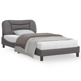 Bed frame with gray synthetic leather headboard 100x200 cm by vidaXL, Beds and slatted bases - Ref: Foro24-3207984, Price: 16...