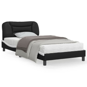 Bed frame with black and white synthetic leather headboard by vidaXL, Beds and slatted bases - Ref: Foro24-3207986, Price: 15...