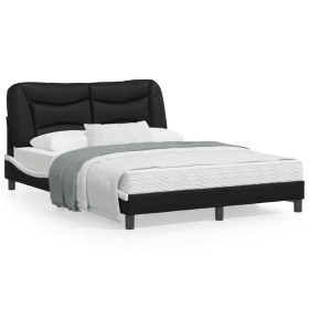 Estructura de cama con cabecero cuero sintético negro y blanco de vidaXL, Camas y somieres - Ref: Foro24-3208000, Precio: 210...