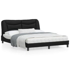 Bed frame with black synthetic leather headboard 160x200cm by vidaXL, Beds and slatted bases - Ref: Foro24-3208009, Price: 22...