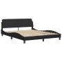 Bed frame with black synthetic leather headboard 160x200cm by vidaXL, Beds and slatted bases - Ref: Foro24-3208009, Price: 22...