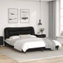 Bed structure with black and white synthetic leather headboard 160x200cm. by vidaXL, Beds and slatted bases - Ref: Foro24-320...