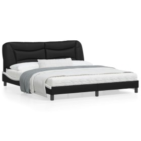 Bed frame with black and white synthetic leather headboard by vidaXL, Beds and slatted bases - Ref: Foro24-3208021, Price: 23...