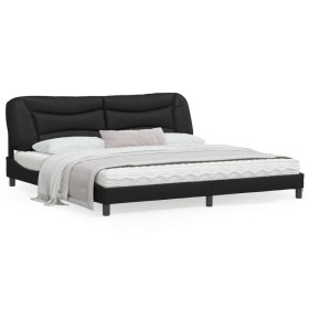 Bed frame with black synthetic leather headboard 200x200cm by vidaXL, Beds and slatted bases - Ref: Foro24-3208023, Price: 24...