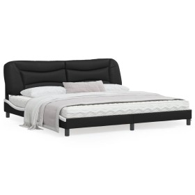 Estructura de cama con cabecero cuero sintético negro y blanco de vidaXL, Camas y somieres - Ref: Foro24-3208028, Precio: 249...