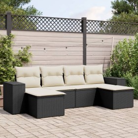 6-piece garden sofa set with black synthetic rattan cushions by vidaXL, Garden sets - Ref: Foro24-3255253, Price: 382,52 €, D...