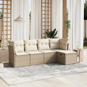 Garden sofa set with 5-piece synthetic rattan beige cushions by vidaXL, Garden sets - Ref: Foro24-3263134, Price: 383,35 €, D...