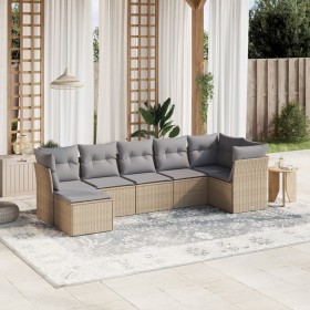 Garden sofa set with beige mixed cushions, 7 pieces, PE rattan. by vidaXL, Garden sets - Ref: Foro24-3263195, Price: 452,41 €...